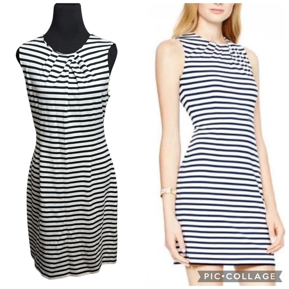 Kate Spade Nautical Dress Navy White Striped Sleeveless Sz 12 Fisherman Preppy
